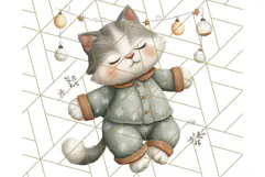 Christmas Pets in Pajamas Clipart PNG, Christmas Png Clipart Product Image 4
