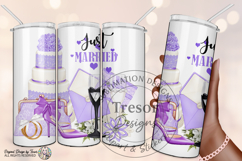 Purple Just Married Wedding PNG Bride Clipart Design Product Image 5