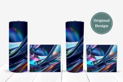 Liquid Tumbler Sublimation Designs, Blue Tumbler Wrap PNG Product Image 4