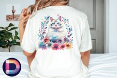 Watercolor Floral Cat Clipart Bundle, Animal PNG Product Image 4