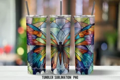 Butterflies Stained Glass Tumbler Wrap Sublimation PNG Product Image 4