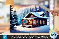 Vintage Snowy Cabin Rustic Cutting Board Sublimation Product Image 1