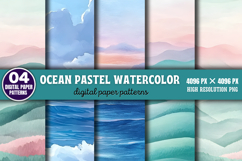 Ocean Pastel Watercolor Background PNG Product Image 1
