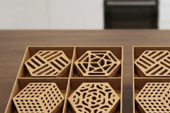 Geometric Laser Cut Coasters with Box Holder Set Modern Drin Product Image 3