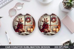 Giraffe Car Coaster Sublimation| Christmas Coaster PNG Product Image 1