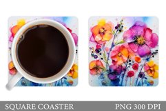 Flowers Coaster Sublimation. Floral Coaster Design Product Image 1
