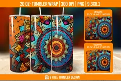 3D Mandala Tumbler Wrap Designs, Sublimation Wrap Product Image 1