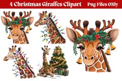 Christmas Giraffes Clipart PNG Product Image 1