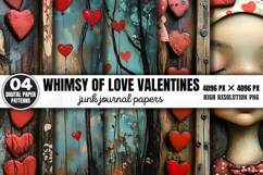Whimsy of Love Valentines Collage Patterns PNG Product Image 1