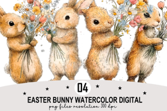 Easter Bunny Watercolor Clipart png Product Image 1