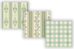Green Toile Digital Paper Pack, Vintage Floral Toile Product Image 4