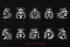10 Bundle Dark Art Skull Queen Crown Royal Girl Woman Tattoo Product Image 6