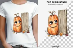 Peeking pumpkin halloween png design for T-shirts Product Image 4