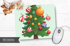 Cartoonish Christmas Tree Oversized Ornaments Mouse Pad PNG Product Image 1