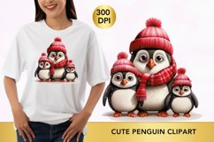 christmas cute penguin clipart, penguin sublimation Product Image 1
