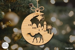 Nativity Moon Ornament Laser Cut | Glowforge | SVG Product Image 1