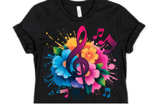 Music &amp; Flowers svg Design | Svg Cut Files | Shirt Svg Product Image 1