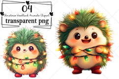 Christmas Woodland Animals Clipart Watercolor PNG Product Image 1