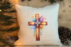 Christmas Cross Watercolor Clipart, Jesus Christ Clipart Product Image 4