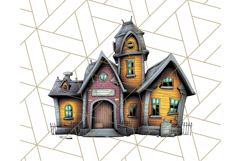 Halloween Buildings Clipart PNG, Haunted Houses Art Product Image 4