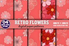 Retro Flowers Pattern Background PNG Product Image 1