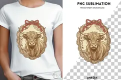 Vintage frame highland cow png design for T-shirts Product Image 4