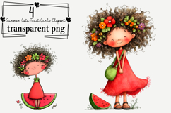 Summer Cute Fruit Girls Clipart Watercolor PNG Product Image 1