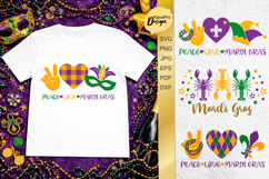 Peace Love Mardi Gras SVG. Peace Sign, Heart, Mask | SVG | Product Image 1