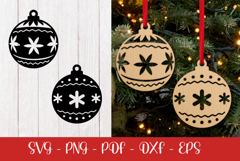 Christmas Ball laser svg dxf png| Christmas ornament Product Image 1