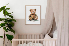 Watercolor Teddy Bear Wall Art Print Product Image 4
