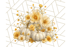 Pumpkin Clipart with Fall Flowers PNG Autumn Illustration Product Image 4