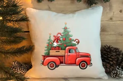 Red Christmas Truck Sublimation Clipart, Christmas PNG Product Image 3