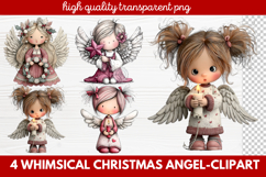4 Whimsical Christmas Angel Clipart | Cute Holiday Angel PNG Product Image 1