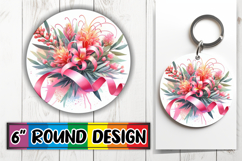 Cozy Keychain Round Design PNG, Flowers Product Image 1