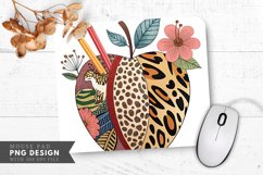 Artistic Apple Design with Animal Print Creative Mouse Pad Product Image 1