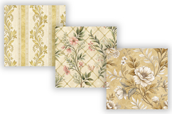 Golden Toile Digital Paper Pack, Vintage Floral Toile Product Image 4
