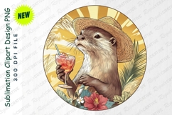 Otter Wearing Hat With Cocktail Clipart Product Image 1