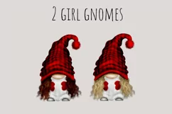Red Buffalo Plaid Family Gnomes | Watercolor Clipart Png Product Image 3