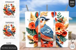 3D Cute Birds Tumbler Wrap| 3D Bird Sublimation Product Image 1