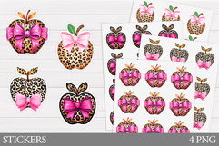 Leopard Apple Sticker Design. Apple Sticker Printable Product Image 1