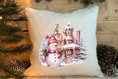 Pink Christmas Snowman Clipart, Christmas PNG Product Image 4