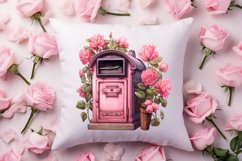 Retro Valentine Watercolor Clipart, Pink Valentine Product Image 4