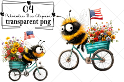 Patriotic Bee Clipart Watercolor PNG Product Image 1