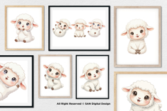 15 Bundle Watercolor Cute Sheep Farm Baby Lamb Kids Cute Product Image 4