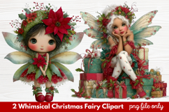 2 Whimsical Christmas Fairy Clipart | Cute Holiday Fairy PNG Product Image 1