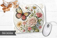 Butterfly Blooms Glass Etching Art Mouse Pad PNG Design Product Image 1