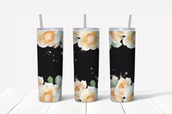 Watercolor roses gold Skinny tumbler wrap design Product Image 4