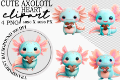 Cute Axolotl Heart Clipart Product Image 1