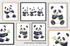 15 Bundle Watercolor Baby Panda Animal Black White Bear Cute Product Image 4