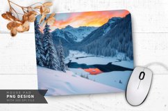 Peaceful Snowy Town with Snowflakes Mouse Pad PNG Product Image 1